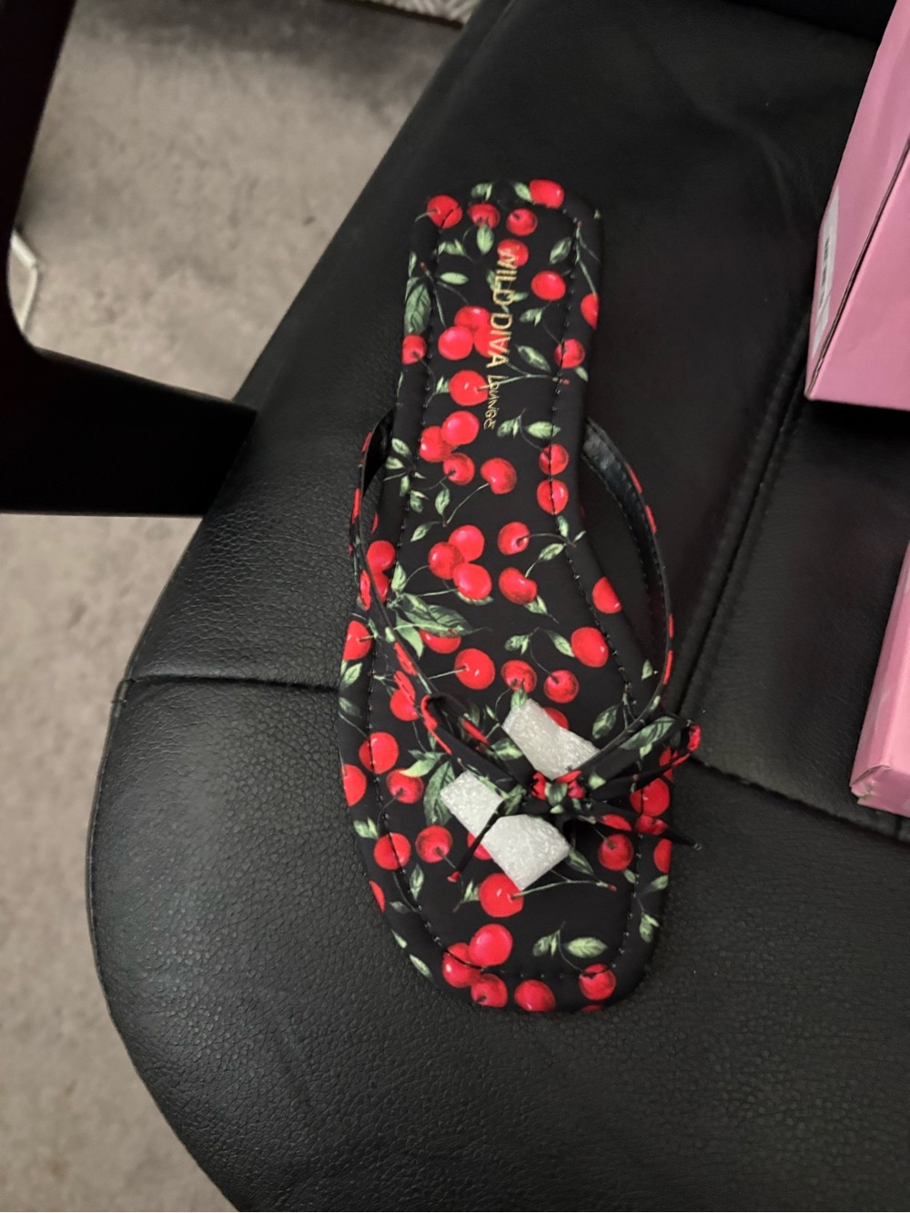 Wild Diva Pink Logo Shoe Box with Black Flip Flop